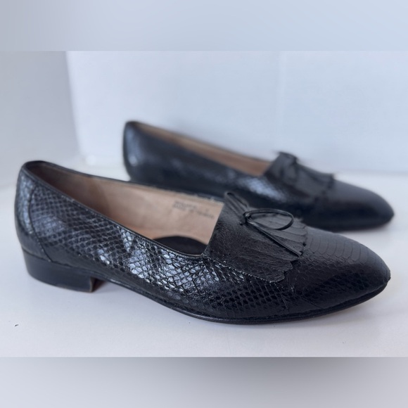 Vintage De La Rentis Genuine Snakeskin Tasseled Leather Shoe Loafer Mens Size 8 main image 9